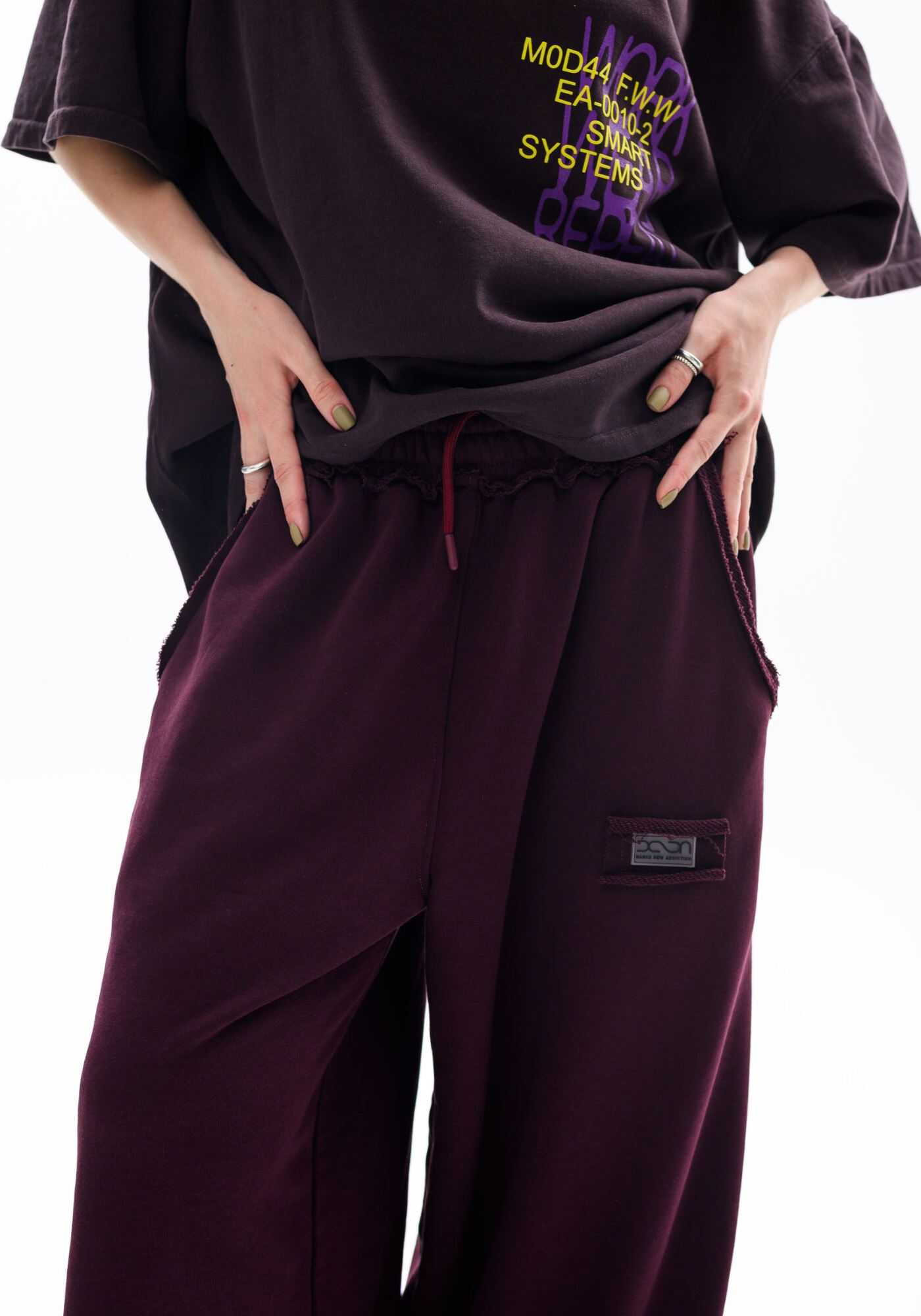 WINE WIDE LEG JOGGERS